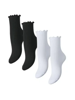 Outlet Pieces Afia 4-pak Strømper, Black/White
