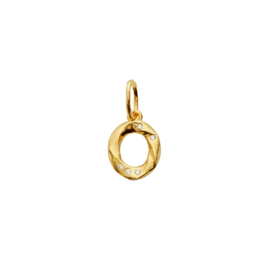 Online Maanesten Alfabet Vedhæng, Gold Plated - O