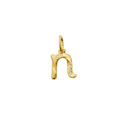New Maanesten Alfabet Vedhæng, Gold Plated - N