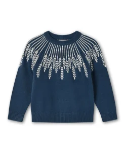 New Fliink Alon Leaf Striktrøje, , 104 cm Insignia Blue