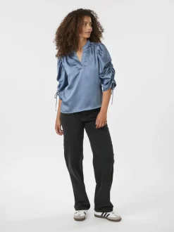 Neo Noir Alvira Drapy Satin Bluse, , 40*Dame Bluser & Skjorter