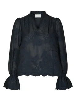 Clearance Neo Noir Amara Big Embroidery Bluse, , 40 Navy