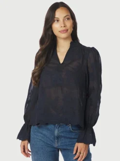 Clearance Neo Noir Amara Big Embroidery Bluse, , 40 Navy