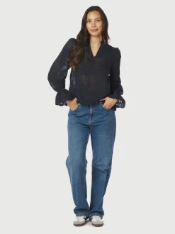 Clearance Neo Noir Amara Big Embroidery Bluse, , 40 Navy