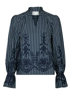 Neo Noir Amara Stripe Emb Bluse, , 40*Dame Bluser & Skjorter