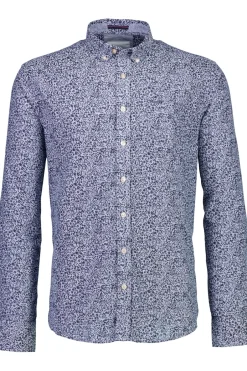 New Bison AOP Cotton/Linen Skjorte, , XL Blue
