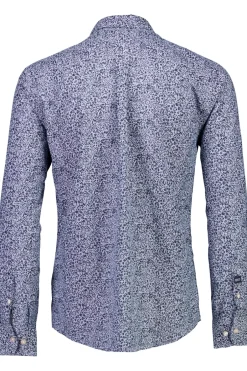 New Bison AOP Cotton/Linen Skjorte, , XL Blue