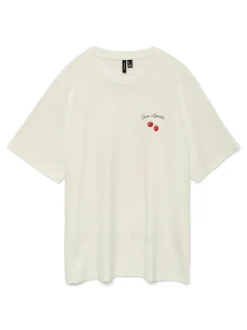 Vero Moda Aya Caty T-shirt, , L Snow White/Tomato