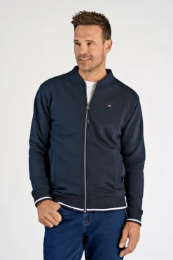 Hot Bison Baseball Collar Cardigan, , L Navy