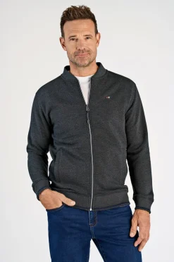 Sale Bison Baseball Collar Cardigan, , XL Dk Grey Mel