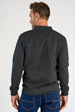 Sale Bison Baseball Collar Cardigan, , XL Dk Grey Mel
