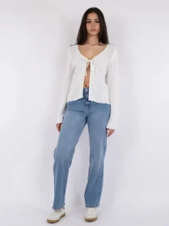 Best Neo Noir Bates Crochet Knit Cardigan, , 42 White