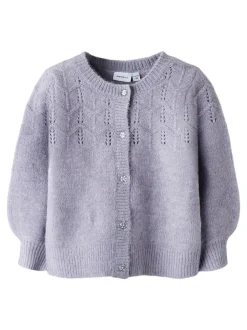 Online Name It Batrilla Knit Cardigan, , 110 cm Lavender Gray