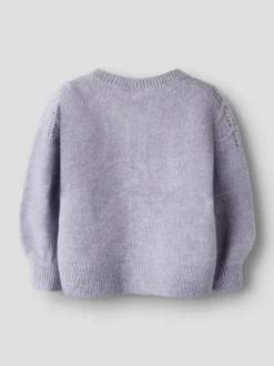 Online Name It Batrilla Knit Cardigan, , 110 cm Lavender Gray