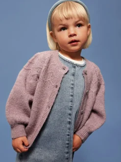 Online Name It Batrilla Knit Cardigan, , 110 cm Lavender Gray