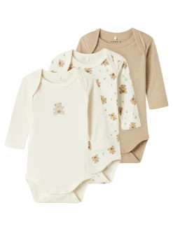 Name It Bear 3-pak Body, , 68 cm*Børn Bodies & Heldragter