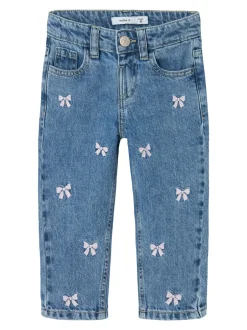 Outlet Name It Bella Jeans, , 104 cm Medium Blue Denim Bows