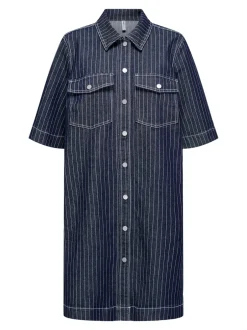 Sale ONLY Belle Stripe Kjole, , XS Dark Blue Denim