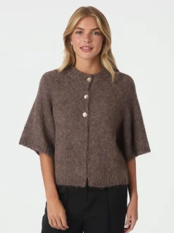 Outlet Neo Noir Benuta Fluffy Knit Cardigan, , 38 Light Brown