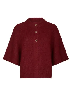 Clearance Neo Noir Benuta Fluffy Knit Cardigan, , 40 Dark Red