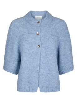 Clearance Neo Noir Benuta Fluffy Knit Cardigan, , 38 Dusty Blue