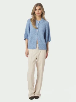 Clearance Neo Noir Benuta Fluffy Knit Cardigan, , 38 Dusty Blue
