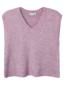 Best Name It Berit Strik Vest, , 122-128 cm Elderberry