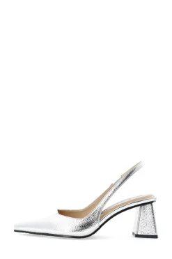 Outlet Bianco BIAMaralyn Slingback Metallic Højhælede Sko, , 40 Silver