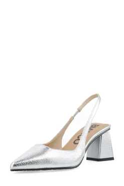 Outlet Bianco BIAMaralyn Slingback Metallic Højhælede Sko, , 40 Silver
