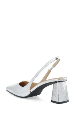 Outlet Bianco BIAMaralyn Slingback Metallic Højhælede Sko, , 40 Silver