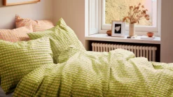 Outlet Juna Bæk&Bølge Sengelinned, , 140x200 cm Green/Soft Pink