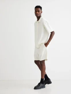 Hot Woodbird Bommy Linen Shorts, , L Off White