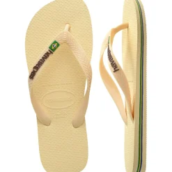 Clearance Havaianas Brazil Logo Sandaler, , 37/38 Buttercream