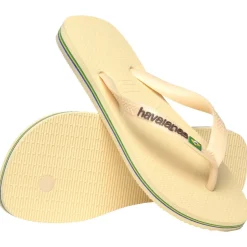 Clearance Havaianas Brazil Logo Sandaler, , 37/38 Buttercream