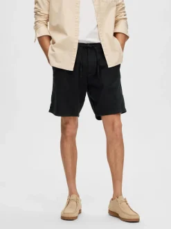 Discount Selected Homme Brody Linen Shorts, , S Black