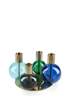 Outlet Holmegaard Bubble Lysestage, Blue/Green/Smoke