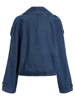 New JJXX Carlie Short Denim Trenchcoat, , L Medium Blue Denim
