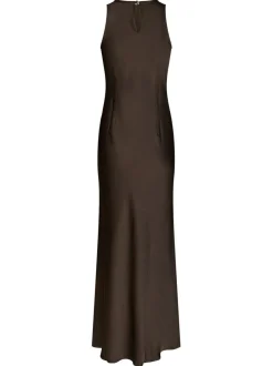 Clearance Neo Noir Celinie Heavy Sateen Kjole, , 36 Dark Brown