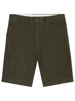 New Knowledge Cotton Apparel Chuck Linen Shorts, , 36 Burned Olive