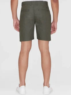 New Knowledge Cotton Apparel Chuck Linen Shorts, , 36 Burned Olive