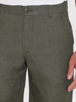New Knowledge Cotton Apparel Chuck Linen Shorts, , 36 Burned Olive