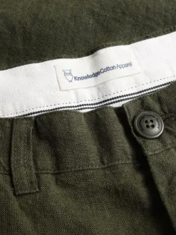 New Knowledge Cotton Apparel Chuck Linen Shorts, , 36 Burned Olive