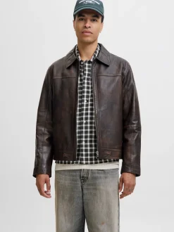 Jack&Jones Clean Leather Jakke, , L* Jakker & Frakker