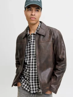 Jack&Jones Clean Leather Jakke, , L* Jakker & Frakker