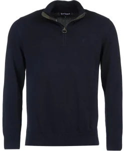 Hot Barbour Cotton Half Zip Striktrøje, , S Navy