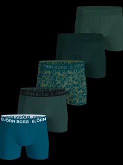Björn Borg Cotton Stretch 5-pak Boxershorts, , L Blå/Grøn/Print