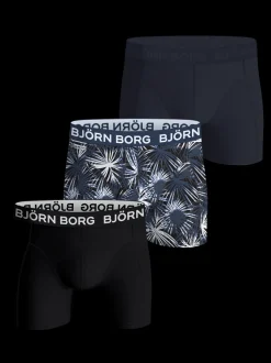 Outlet Björn Borg Cotton Stretch 3-pak Boxershorts, , M Sort/Print/Blå