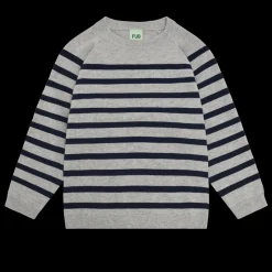 Outlet FUB Crew Striktrøje, , 120 cm Light Grey Melange/Dark Navy