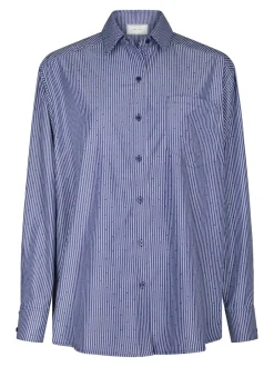 Sale Neo Noir Dalma B Stripe Stone Skjorte, , 38 Midnight Blue