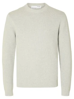 Online Selected Homme Dane Structure Crew Neck Striktrøje, , L Light Grey Melange